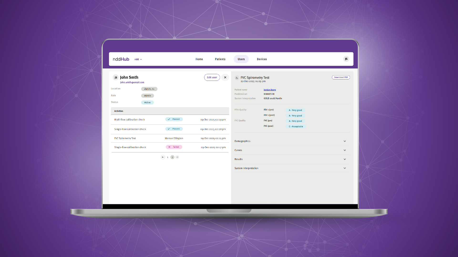 nddHub user details view