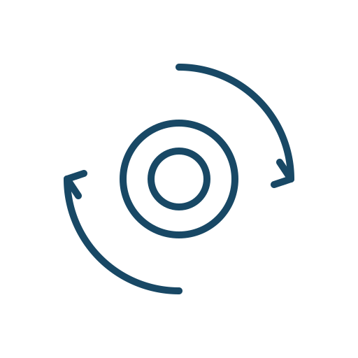 Blue icon of circular flow pattern representing VMR (vasomotor reactivity) cerebrovascular autoregulation testing on transparent background