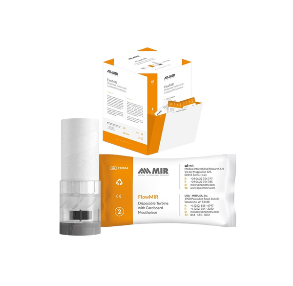 FLOWMIR Spirometer Mouthpieces 1 BOX (60 DISPOSABLE TURBINES W/ MOUTHPIECES))