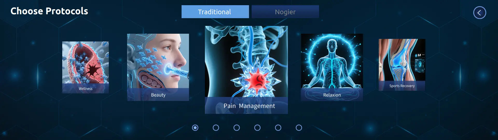 Laser Pod protocol selection interface.