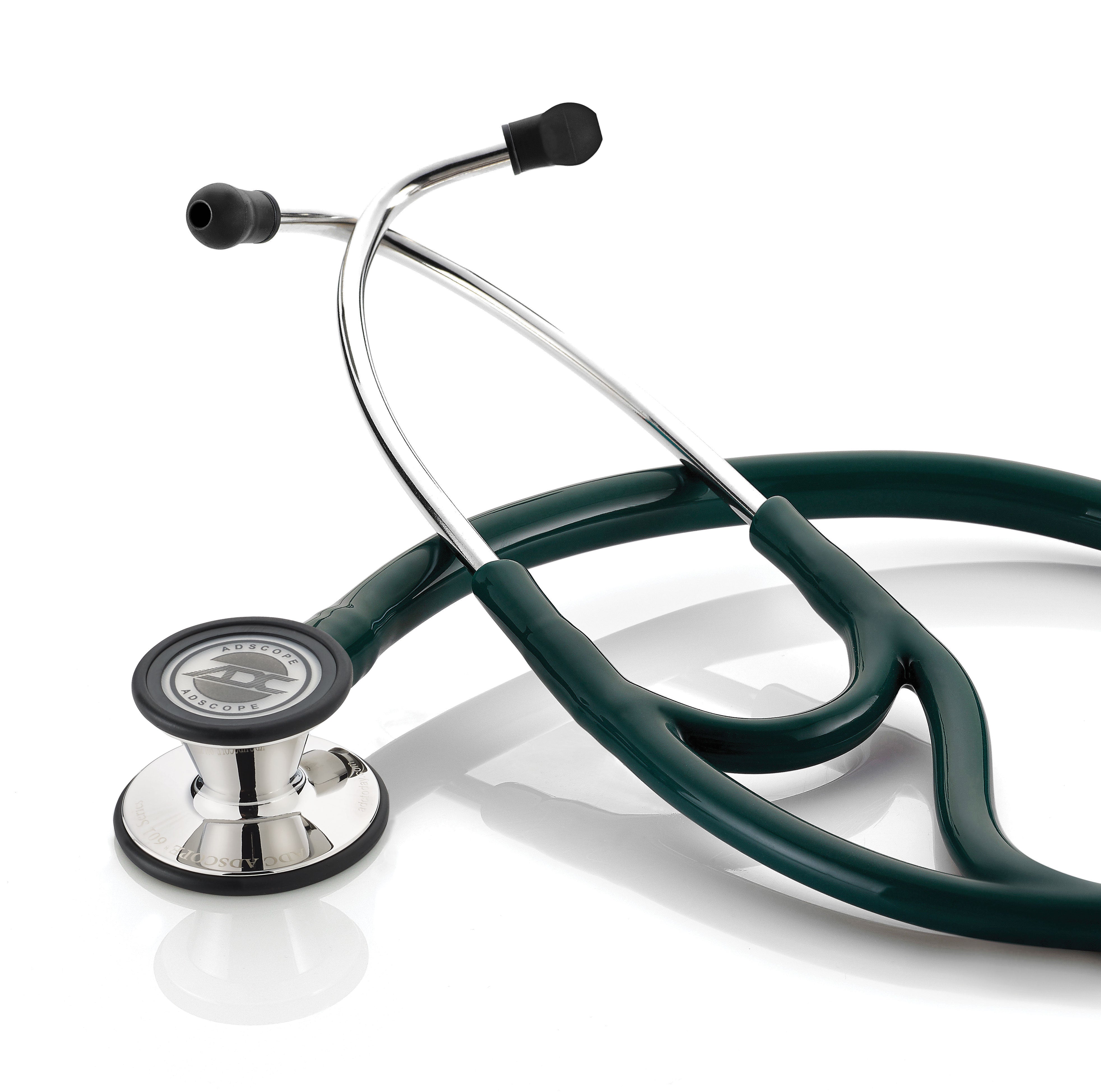 ADC Adscope® 601 Convertible Cardiology Stethoscope - Mirror Finish/Dark Green Tubing