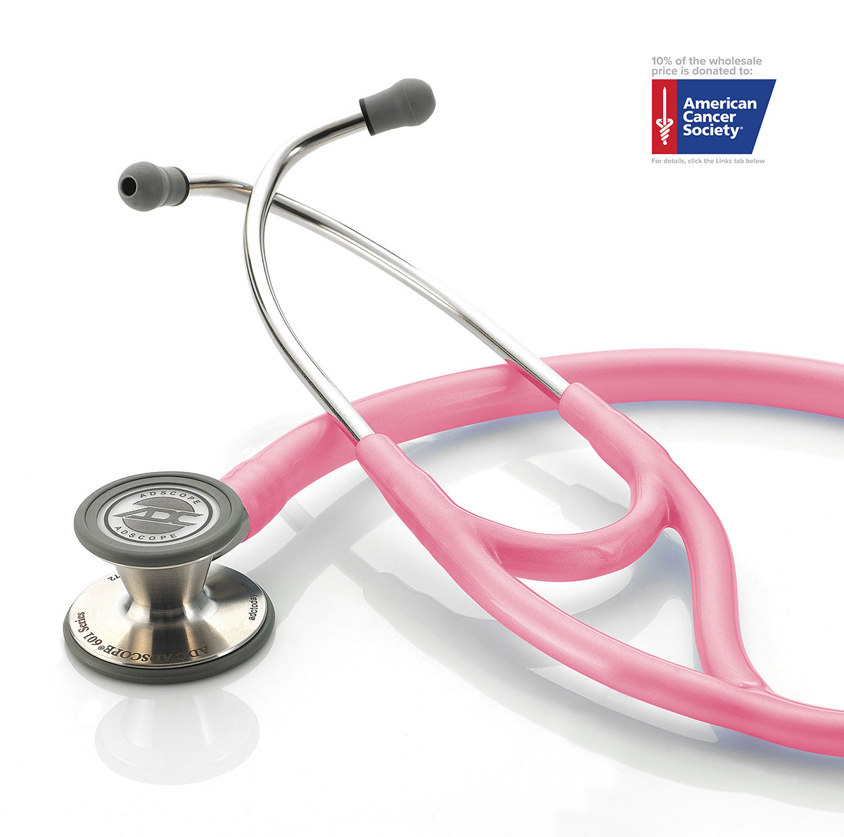 ADC Adscope® 601 Convertible Cardiology Stethoscope - Breast Cancer Awareness Metallic Pink