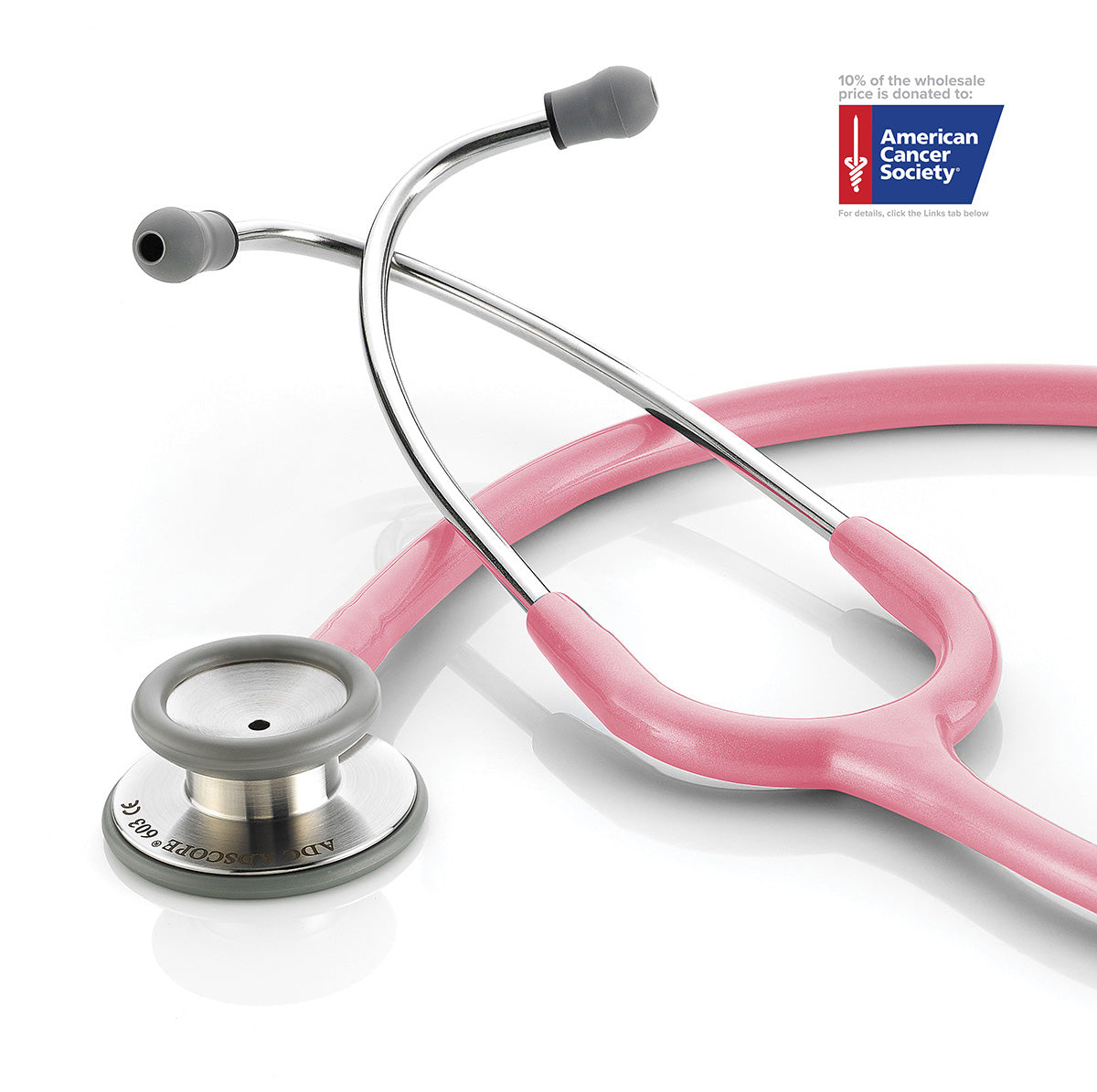 ADC Adscope® 603 Clinician Stethoscope - Breast Cancer Awareness Metallic Pink