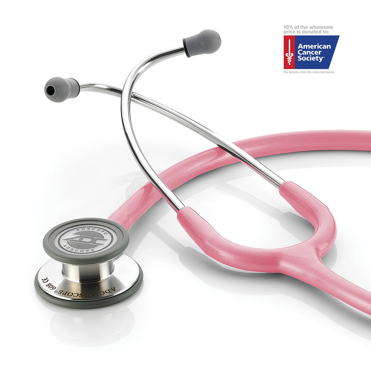 ADC Adscope® 608 Convertible Clinician Stethoscope - Breast Cancer Awareness Metallic Pink
