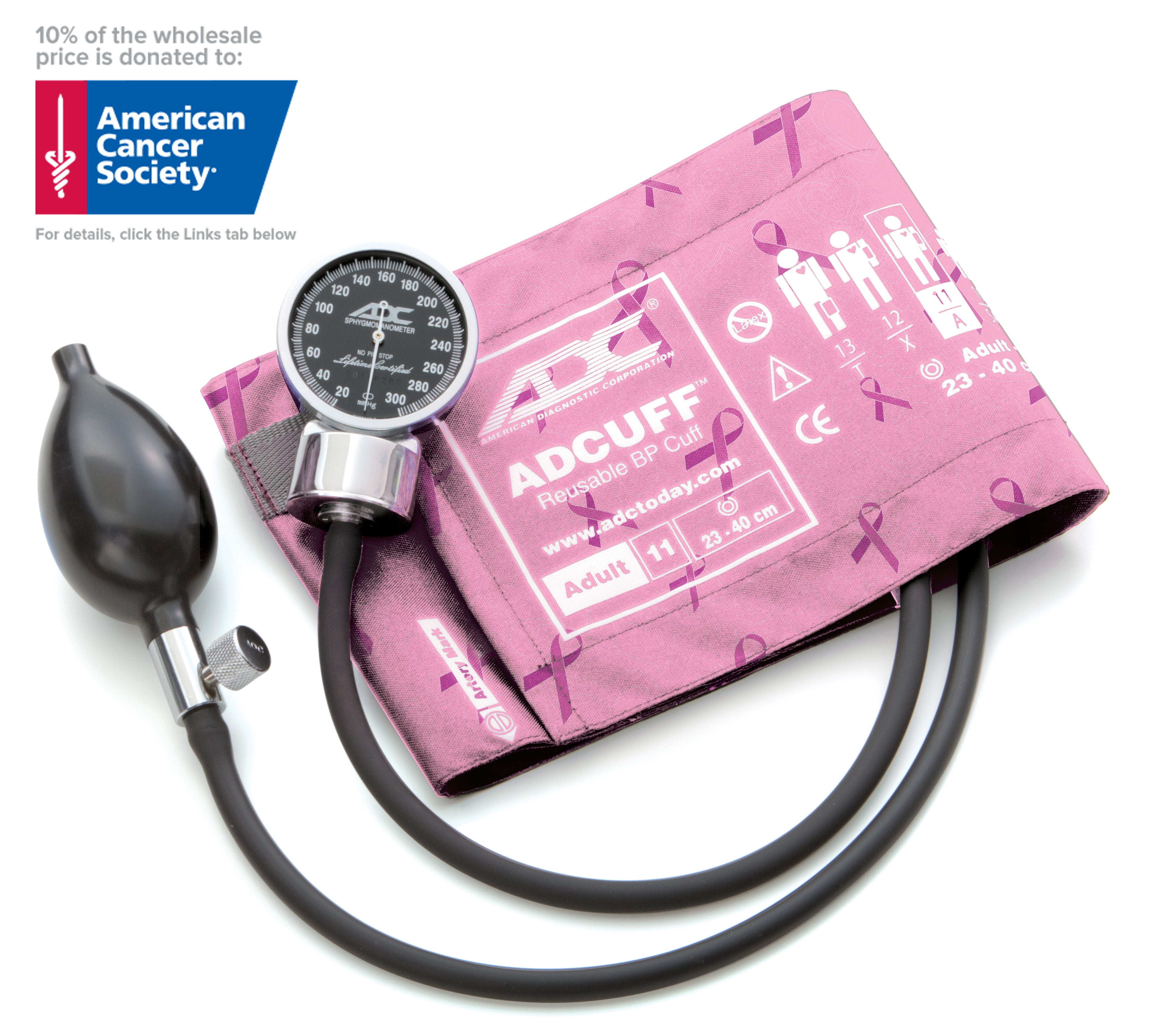 ADC Diagnostix™ 700 Pocket Aneroid Sphygmomanometer - Adult - Breast Cancer