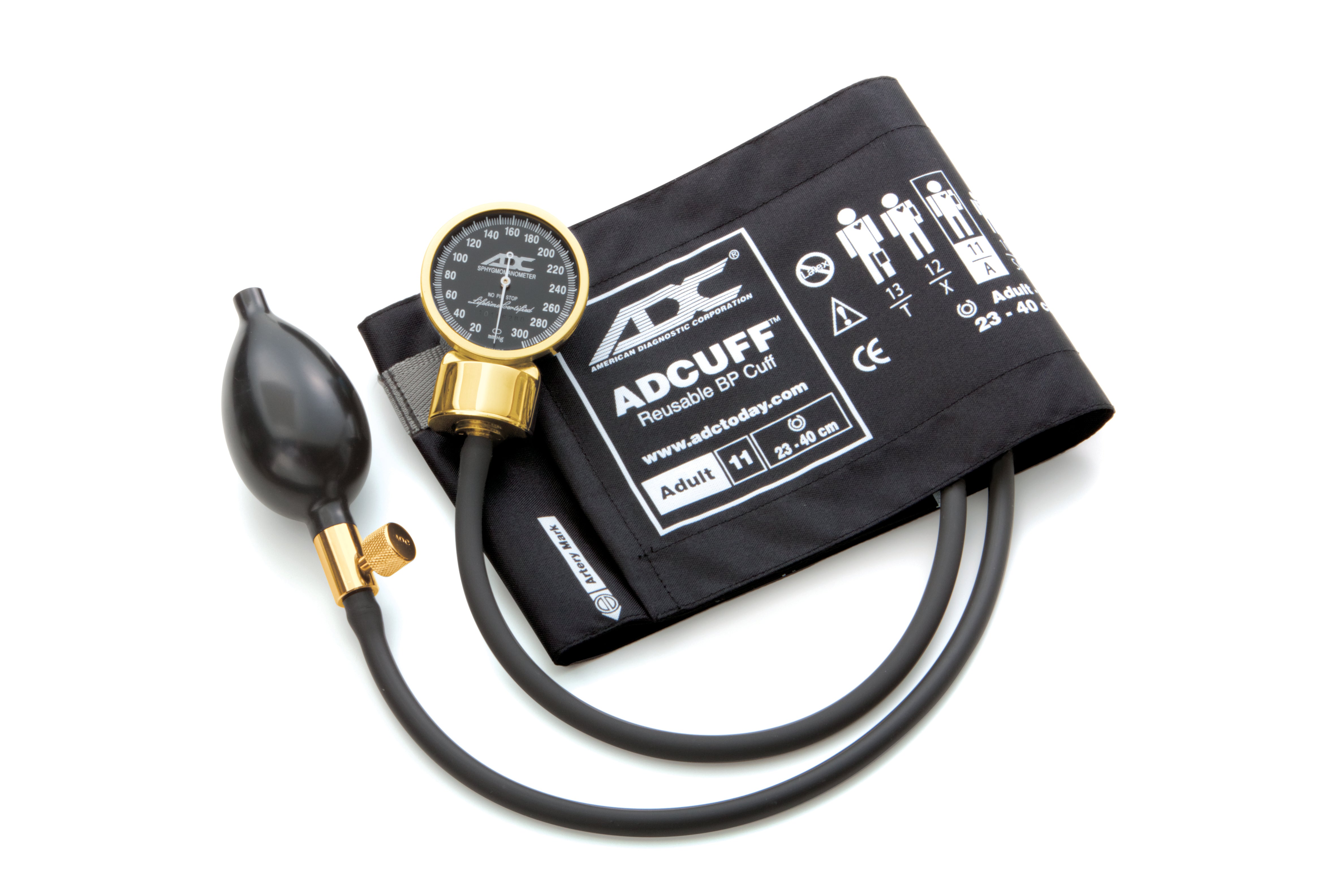 ADC Diagnostix™ 700 Pocket Aneroid Sphygmomanometer - Adult - Gold Plated/Black