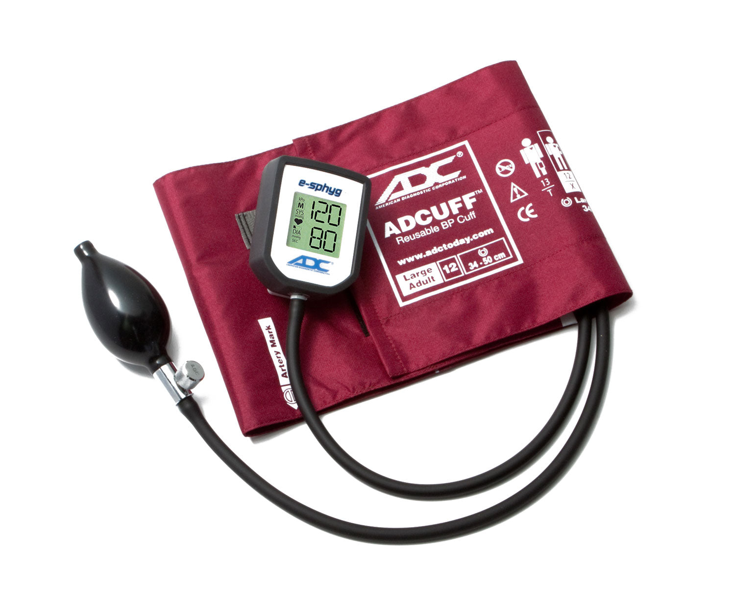 ADC Diagnostix™ e-sphyg™ 7002 Digital Sphygmomanometer - Large Adult - Burgundy