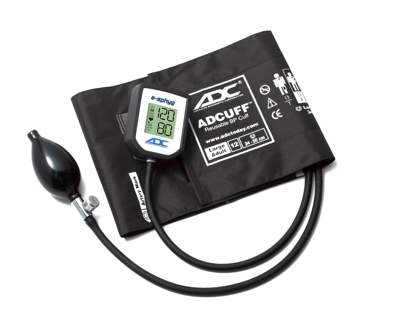 ADC Diagnostix™ e-sphyg™ 7002 Digital Sphygmomanometer - Large Adult - Black