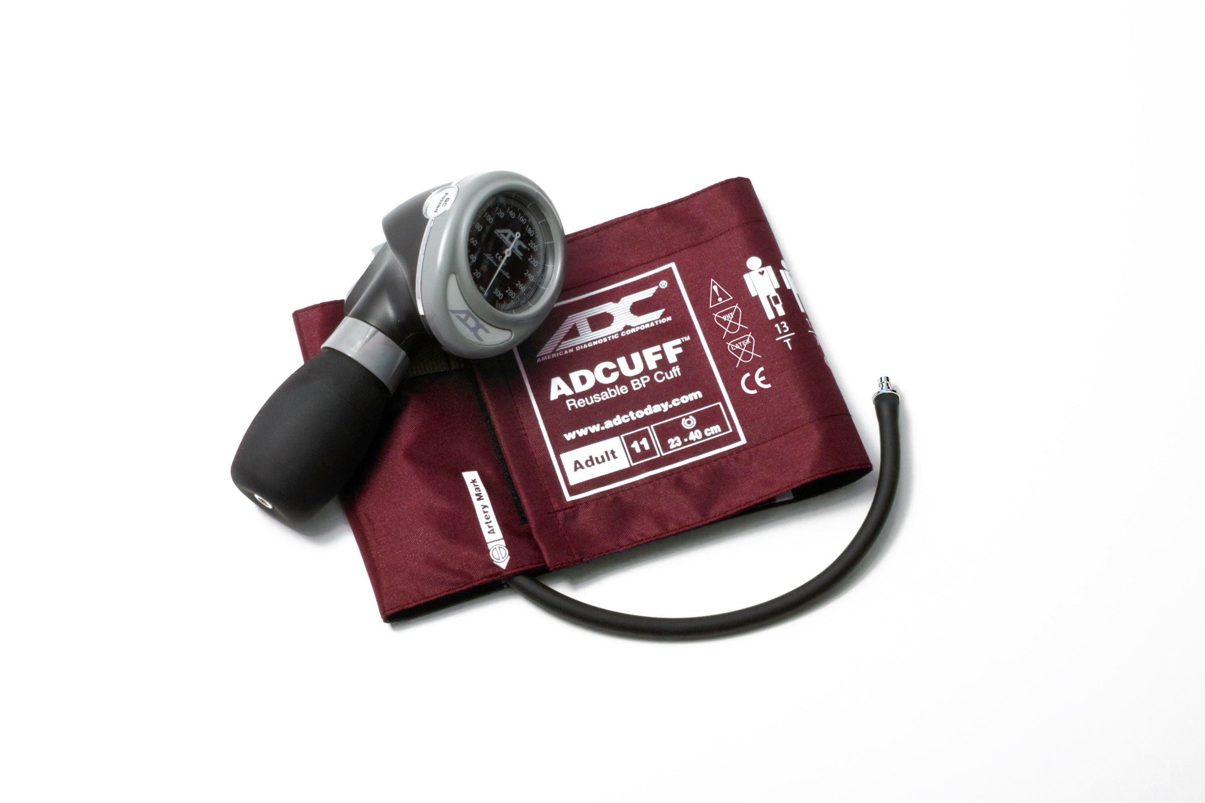 ADC Diagnostix™ 703 Palm Aneroid Sphygmomanometer - Adult - Burgundy