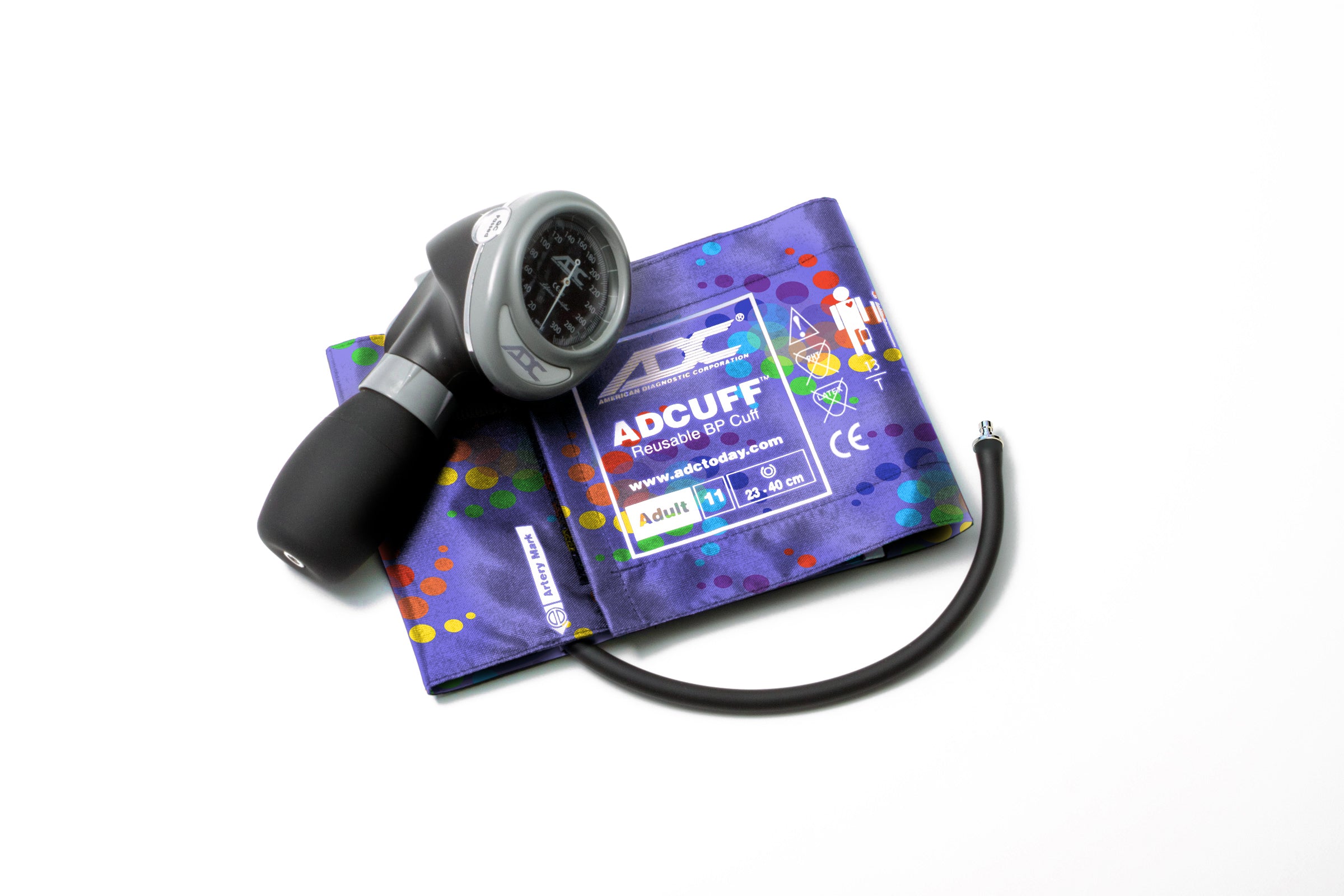 ADC Diagnostix™ 703 Palm Aneroid Sphygmomanometer - Adult - Peter's Blue Swirly