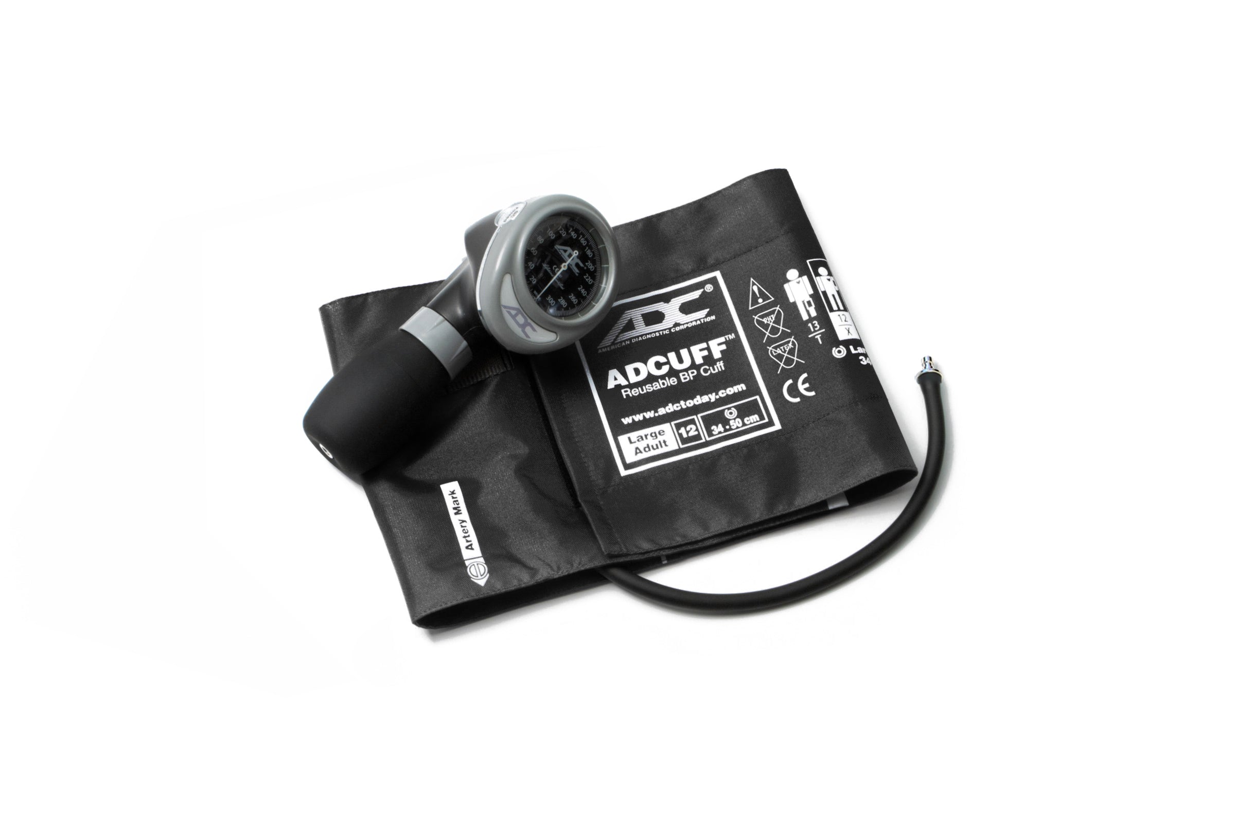 ADC Diagnostix™ 703 Palm Aneroid Sphygmomanometer - Large Adult - Black
