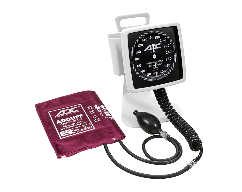 ADC Diagnostix™ 750D Desk/Clock Aneroid Sphygmomanometer - Large Adult - Burgundy