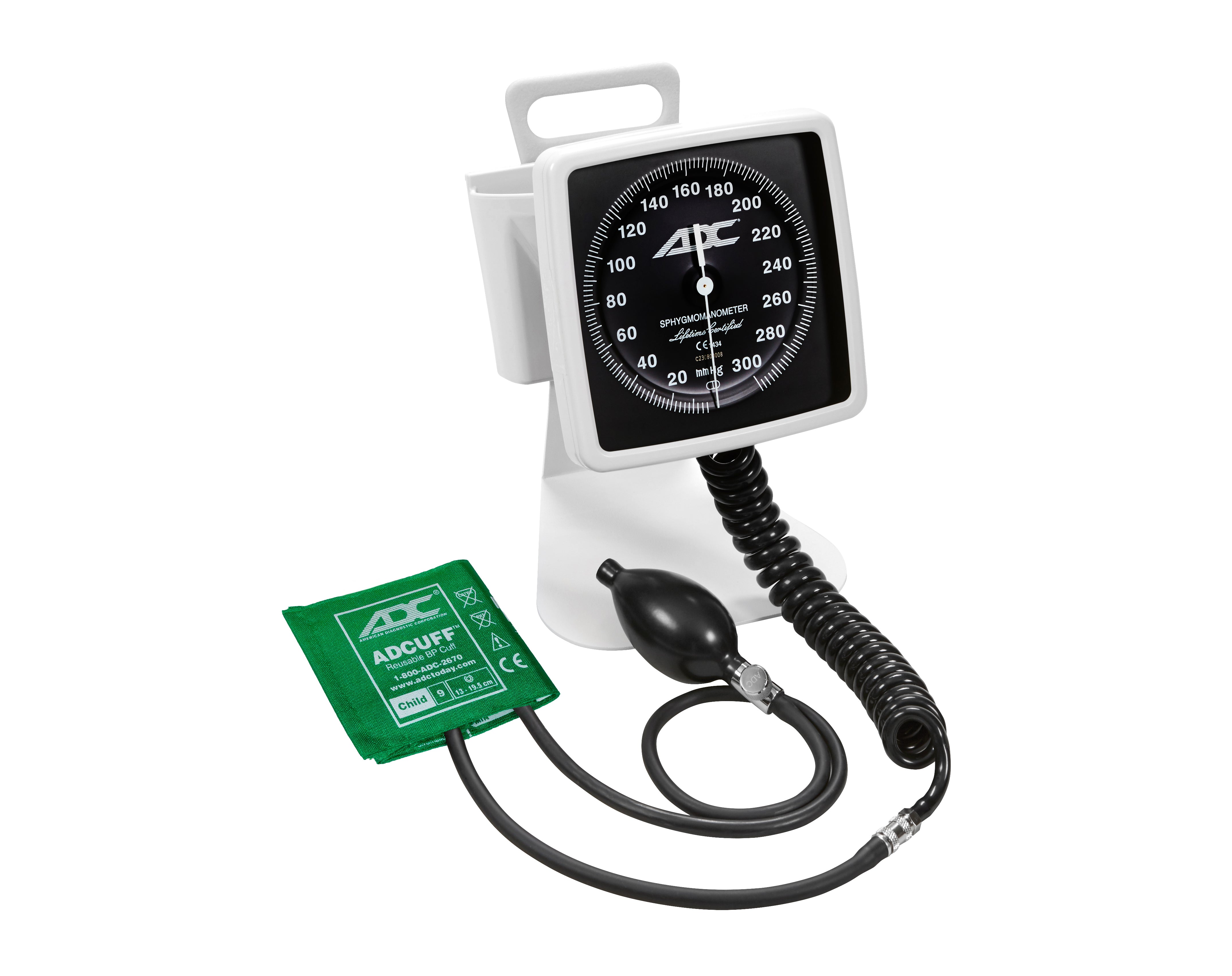 ADC Diagnostix™ 750D Desk/Clock Aneroid Sphygmomanometer - Child - Green