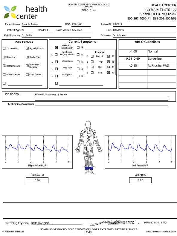 Newman Medical simpleABI-Q PVR System