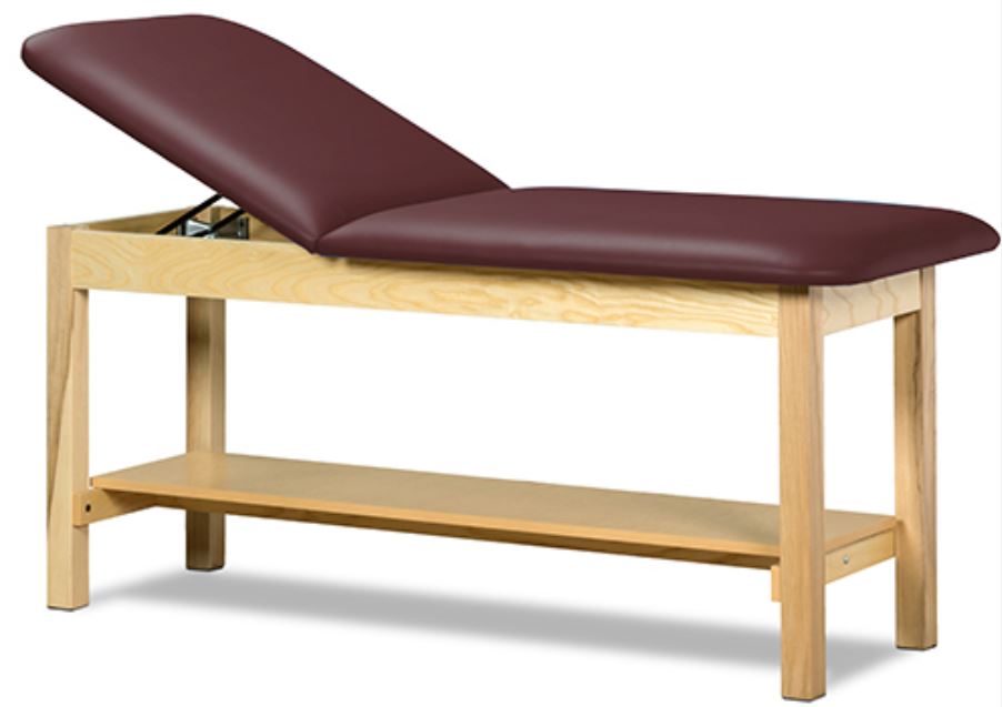 Clinton ETA Classic Treatment Table w/ Shelf & Adjustable Back.