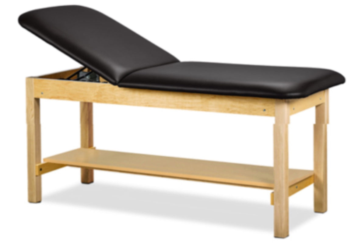 Clinton ETA Classic Treatment Table w/ Shelf & Adjustable Back.