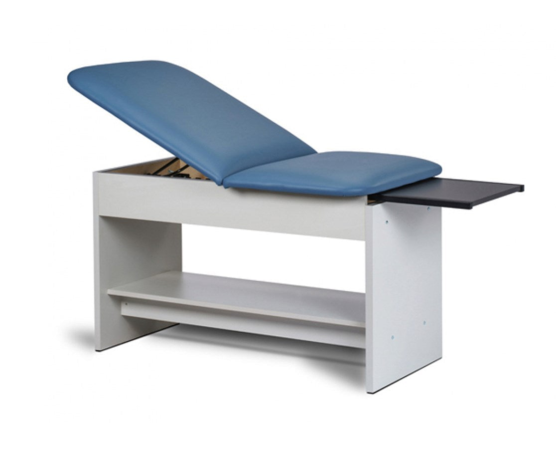 Clinton Exam Table w/ Shelf. Adjustable Back & Panel Leg.