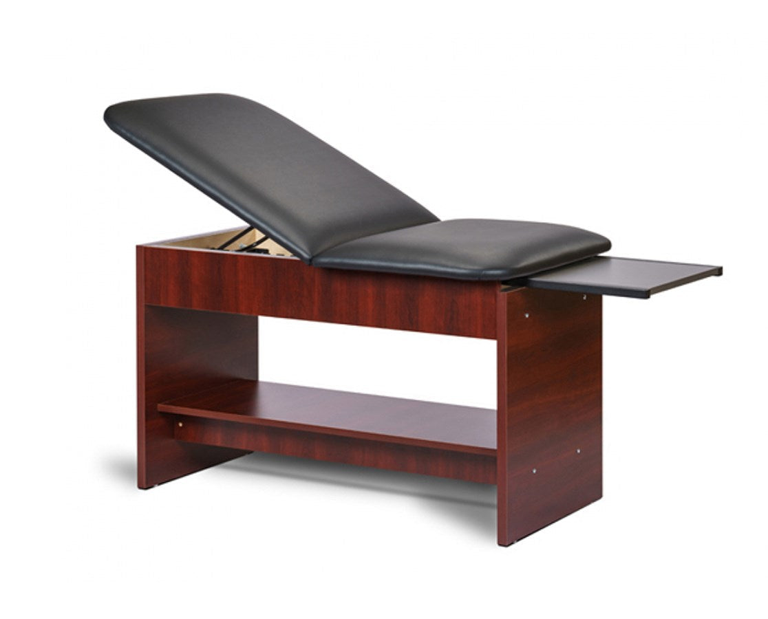 Clinton Exam Table w/ Shelf. Adjustable Back & Panel Leg.