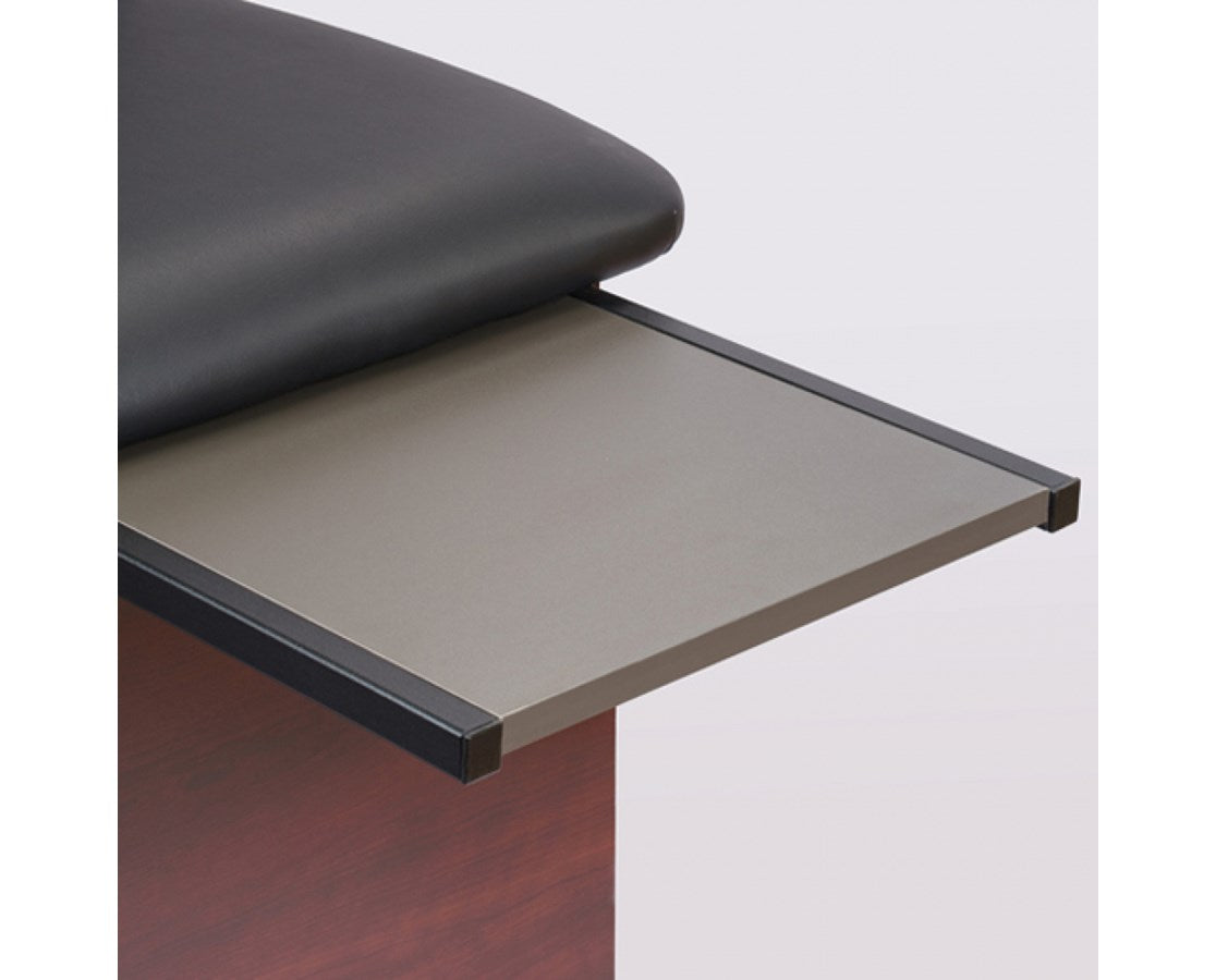 Clinton Exam Table w/ Shelf. Adjustable Back & Panel Leg.