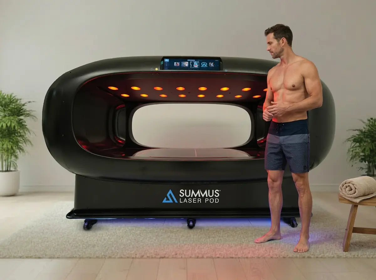 Summus Laser Pod scale reference with adult subject.