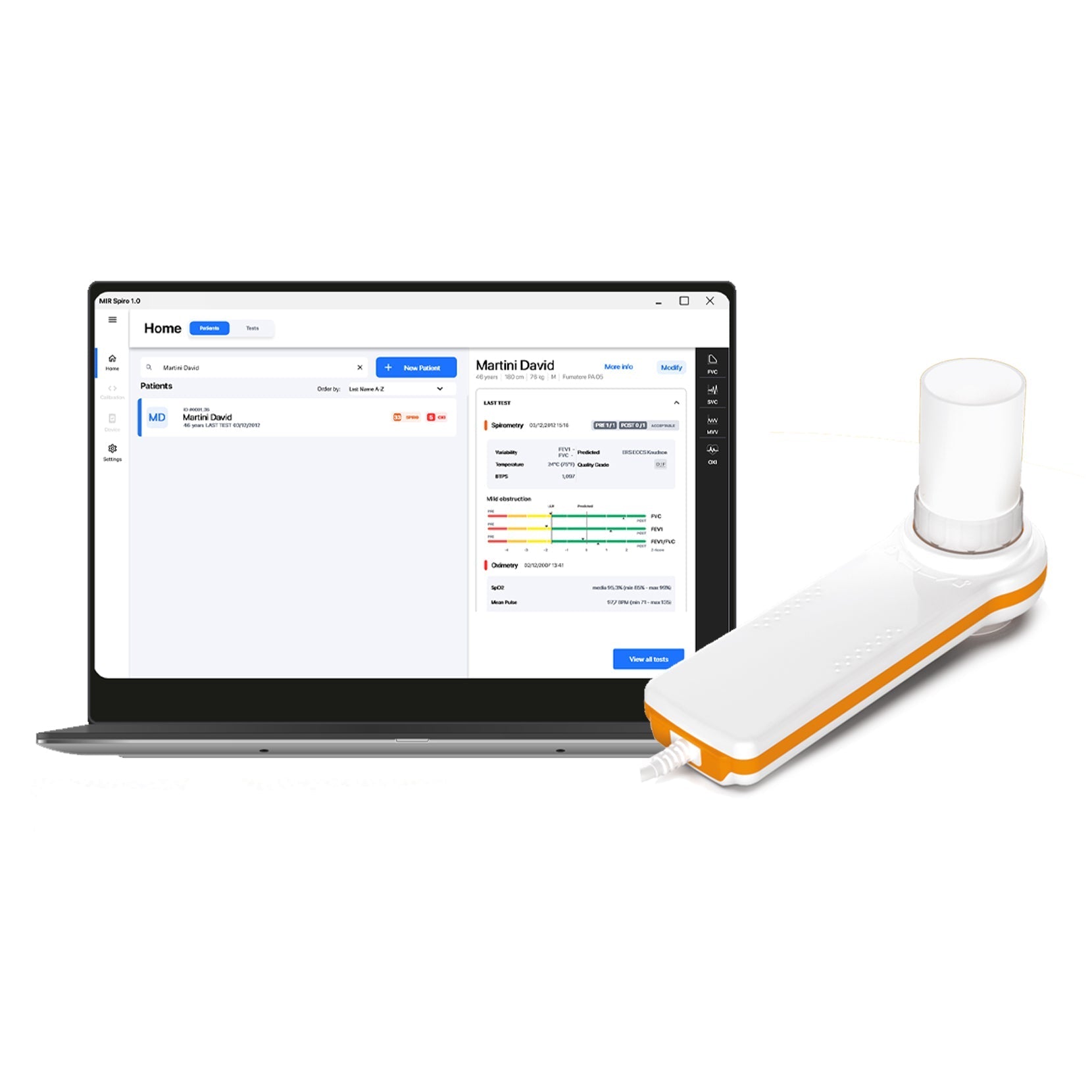 MIR Minispir Handheld USB Spirometer.
