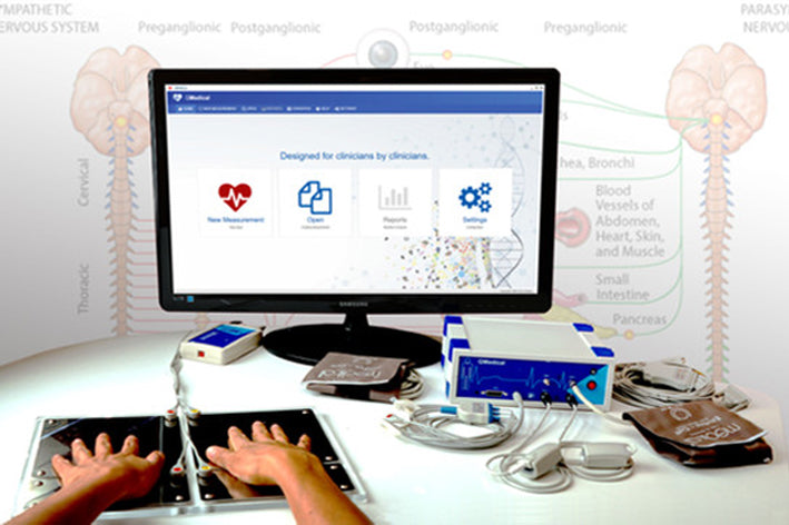 VitalScan autonomic testing system with sensors, blood pressure cuff, and clinical software