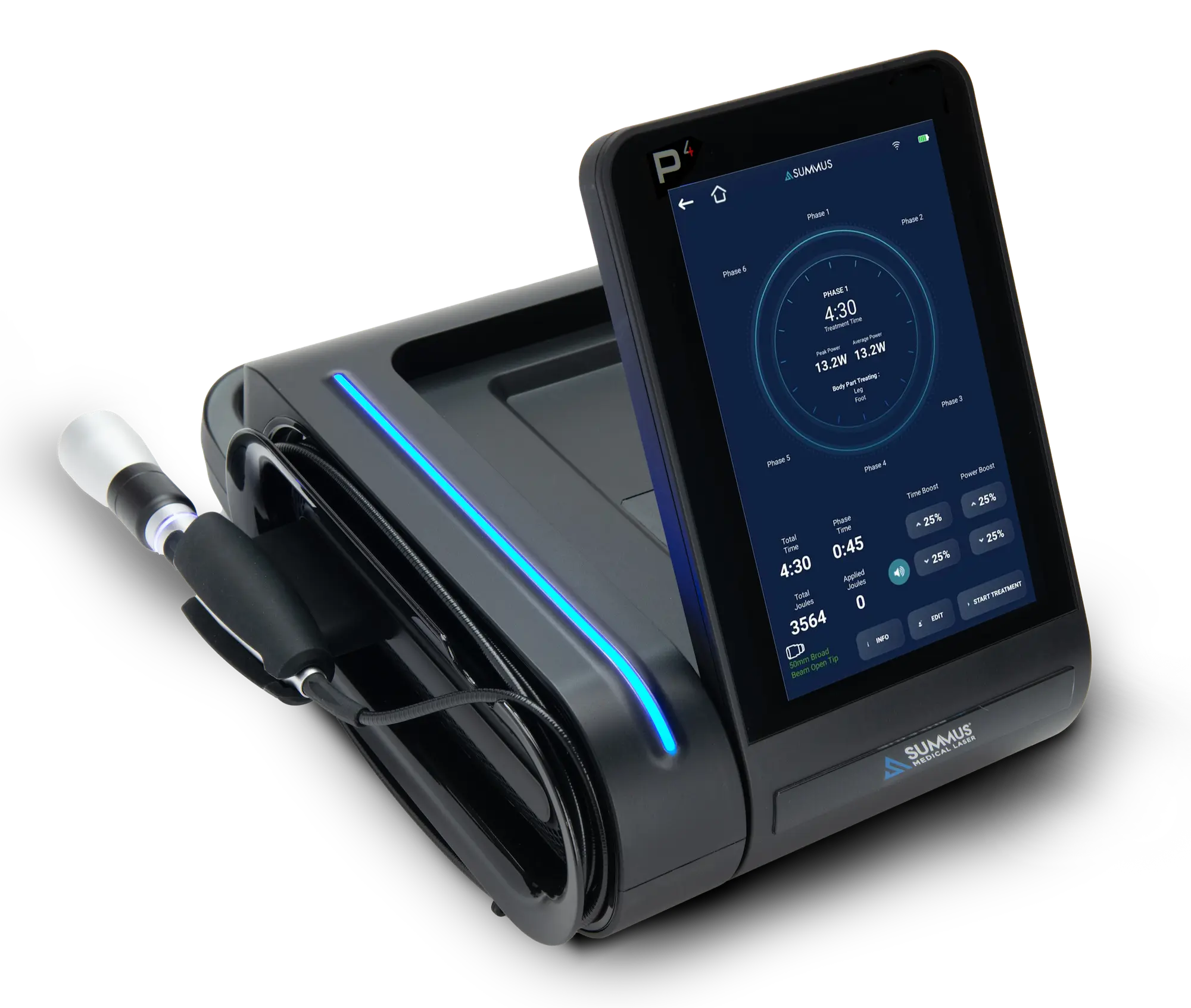 Summus P4 therapeutic laser, side view.