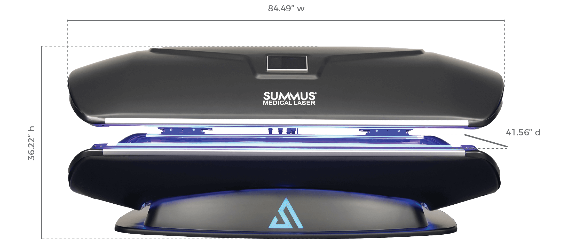 Summus Medical Laser therapy device shown isolated with dimensions on transparent background
